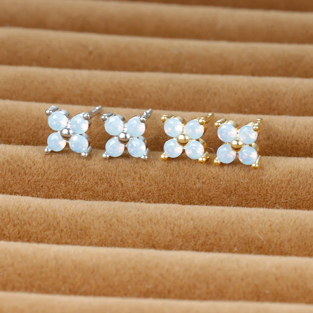 Opal Clover Stud Earrings