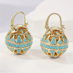 Turquoise Filigree Globe Drop Earrings