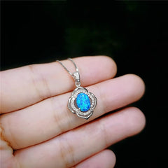 Sun Flower Opal Pendant Necklace
