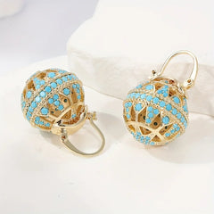 Turquoise Filigree Globe Drop Earrings