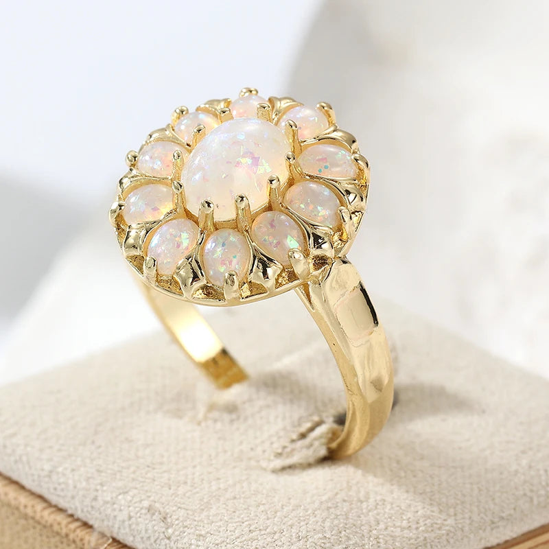 Vintage Opal Flower Cluster Ring