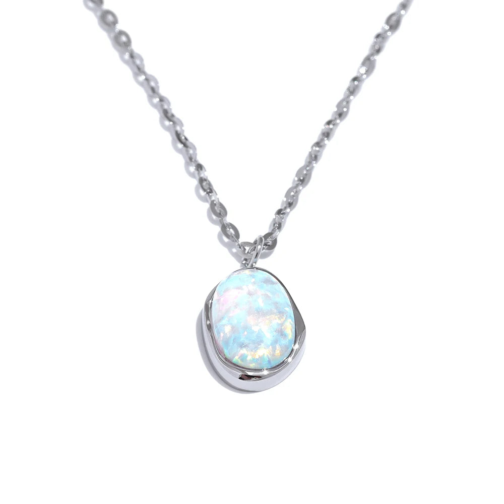Minimalist Opal Pendant Necklace
