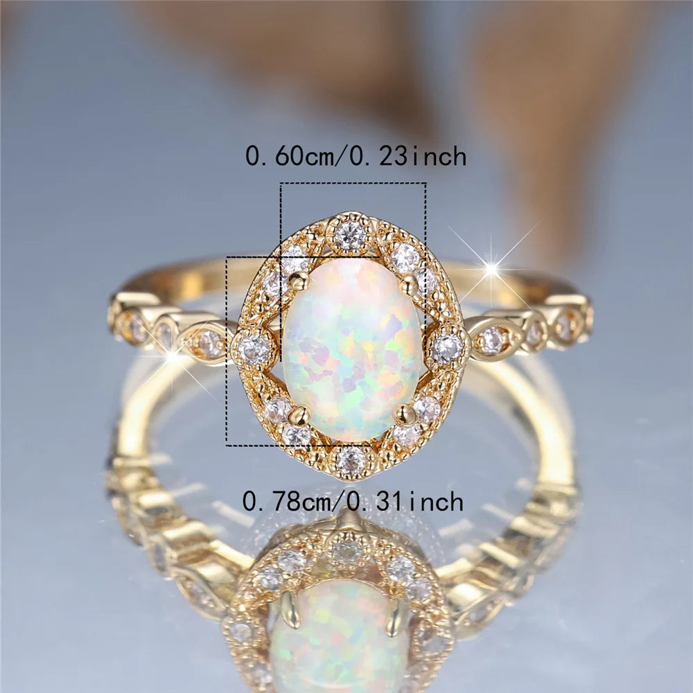 Oval White Opal Minimalist Ring