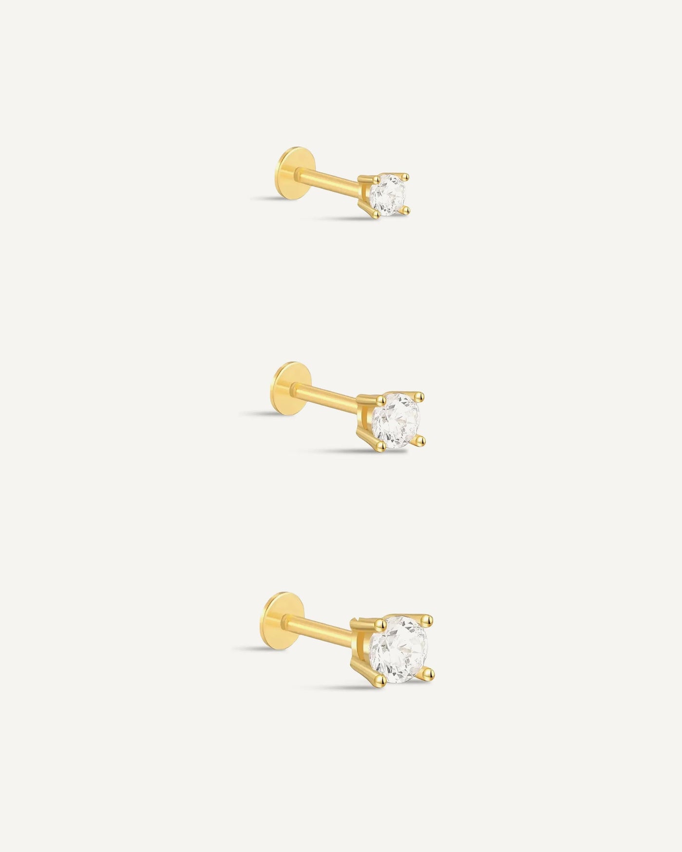 Essential Flat Back Diamond Studs In Gold
