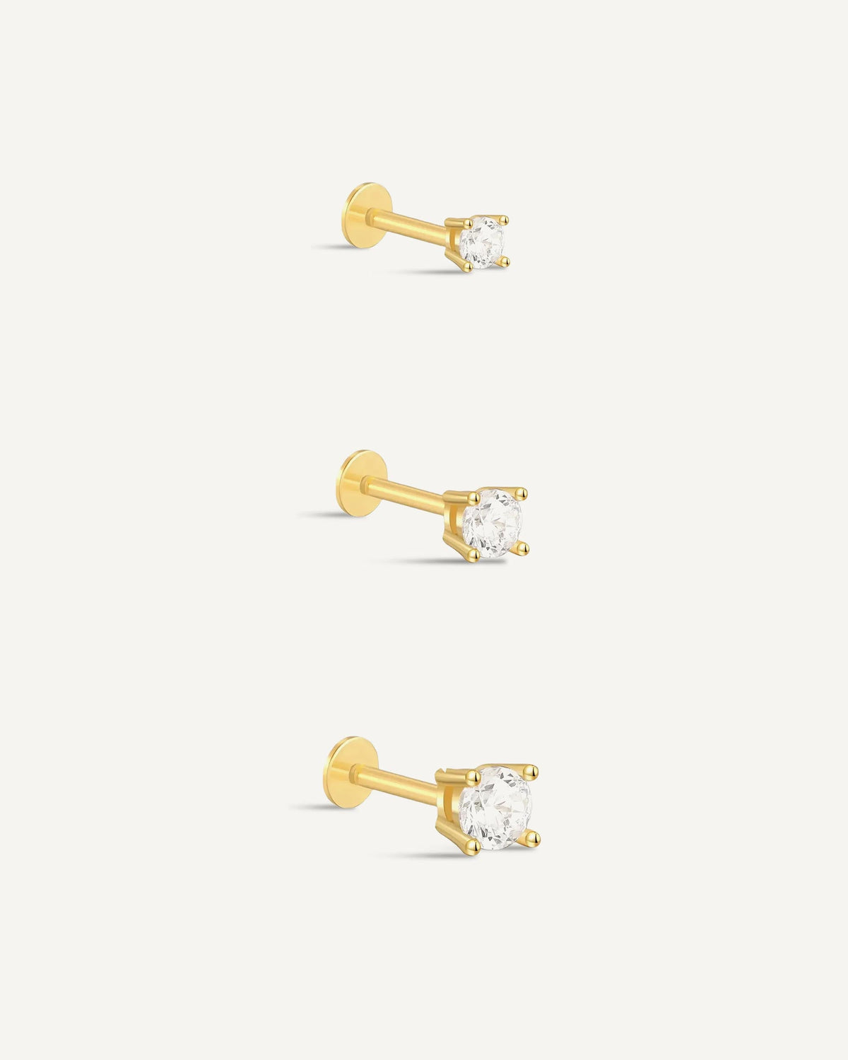 Essential Flat Back Diamond Studs In Gold