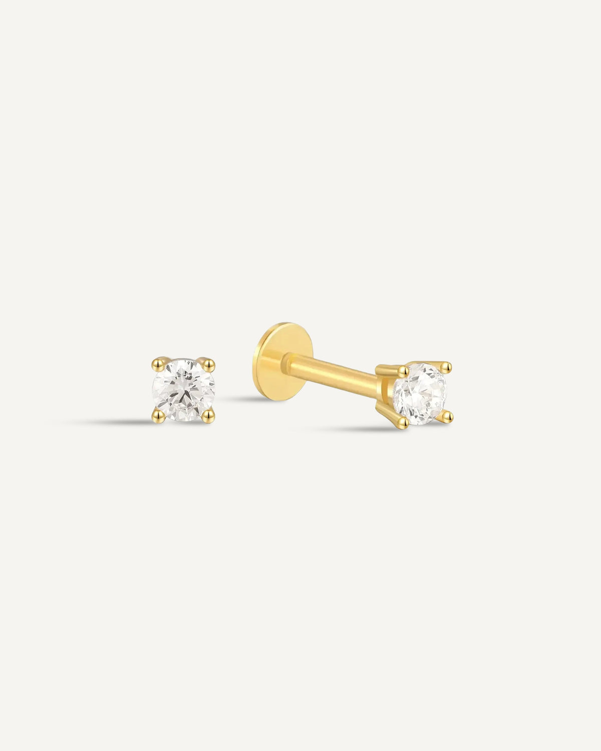 Essential Flat Back Diamond Studs In Gold
