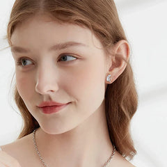 Silver and Gold Two-Tone Cat Hug Earrings