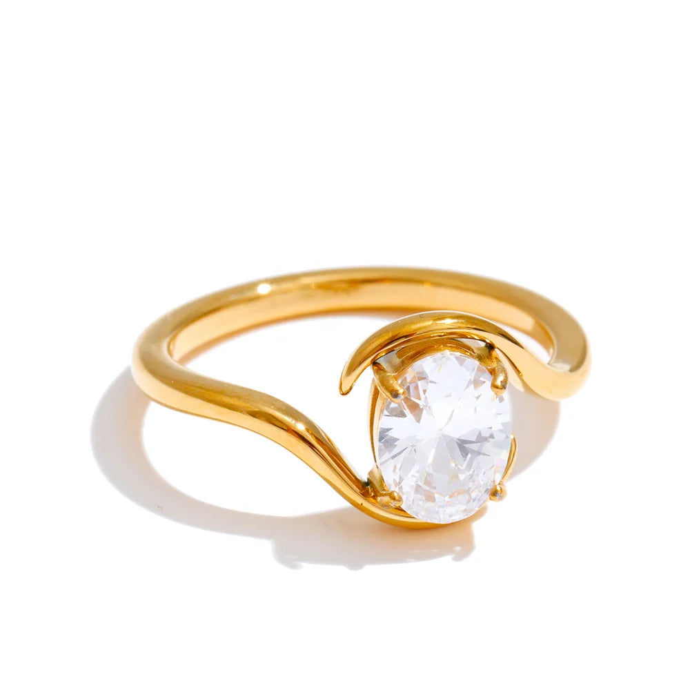 Zirconia Opal Stainless Steel Ring