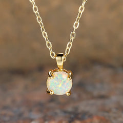 Round Opal Pendant Necklace