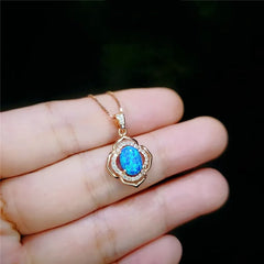 Sun Flower Opal Pendant Necklace