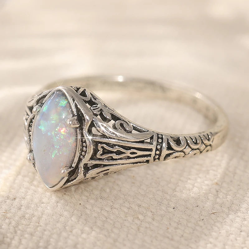 Vintage Faux Opal Silver Ring