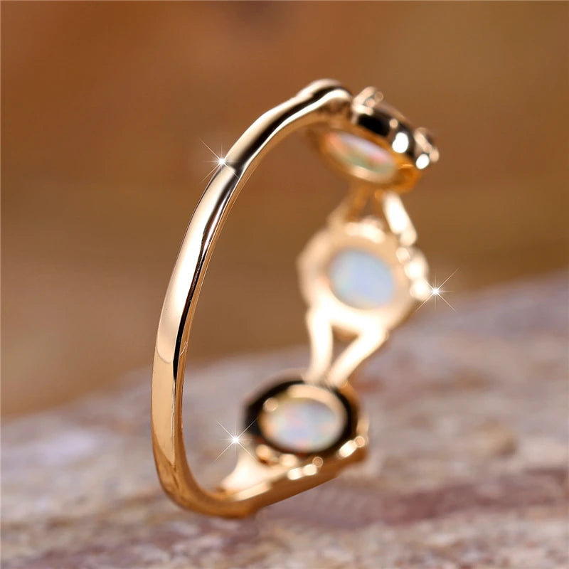 Boho White Opal Ring