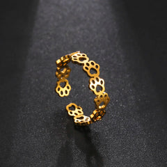 Adjustable Paw Print Ring – Made of Stainless Steel