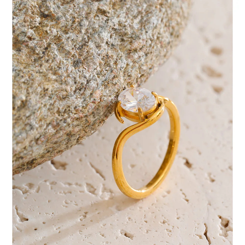 Zirconia Opal Stainless Steel Ring