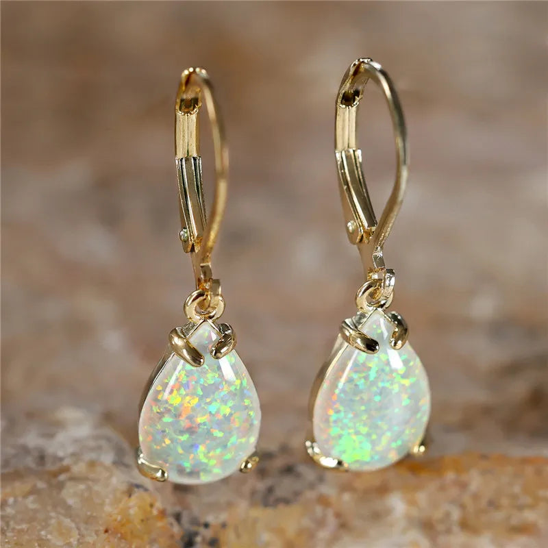 Opal Waterdrop Dangle Earrings