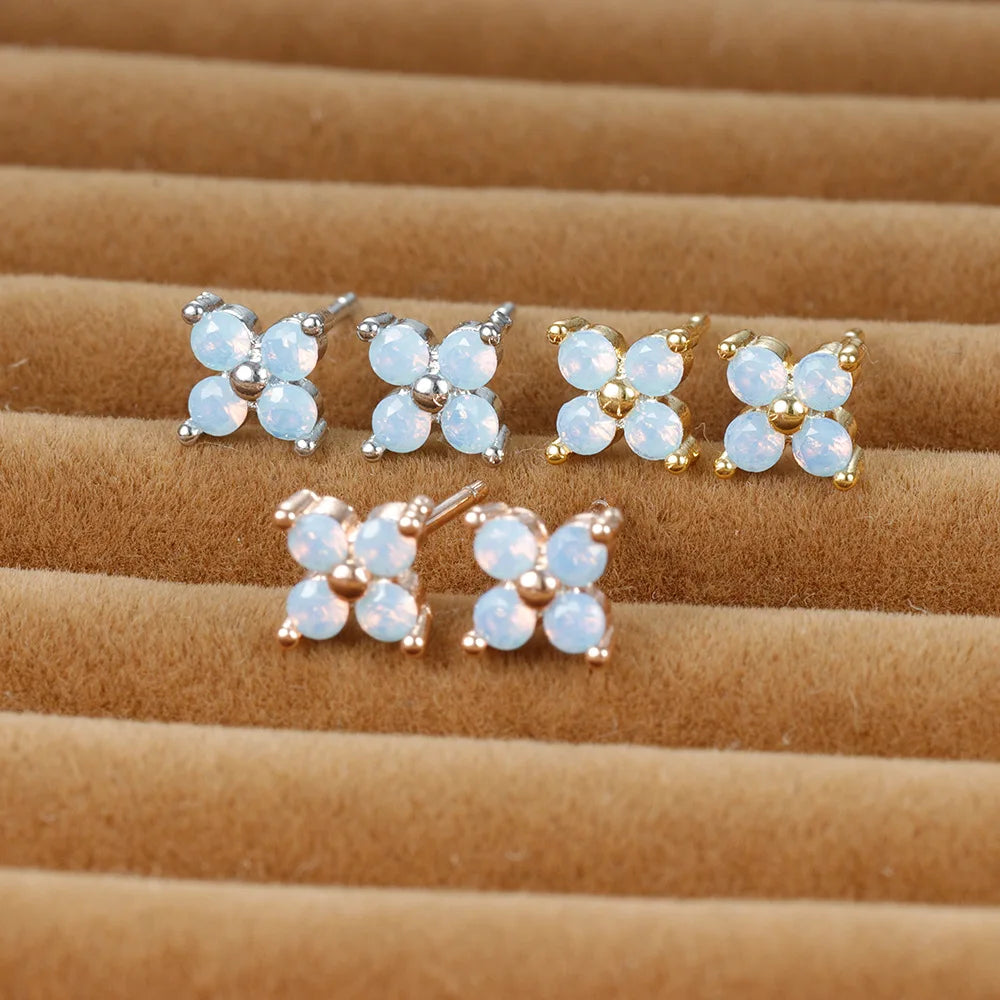 Opal Clover Stud Earrings