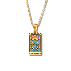 The Empress - Tarot Card  | Silver Dainty Necklace with Blue Enamel