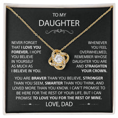 To My Daughter - Love Knot Necklace - Gold