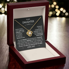 To My Daughter - Love Knot Necklace - Gold