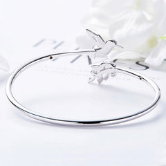Adjustable Hummingbird Ring with Rhinestone Diamond
