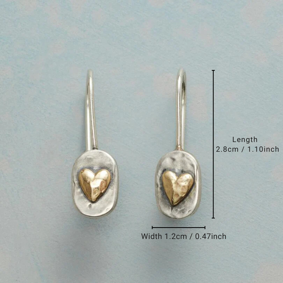 Silver Gold Heart Drop Earrings