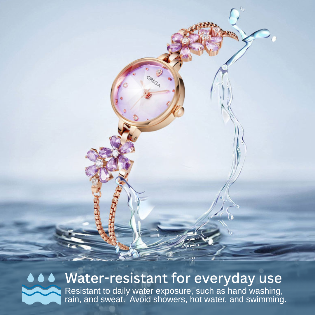 Water-Resistant Floral Bracelet Watch