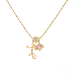 Initial & Heart Zircon Necklace
