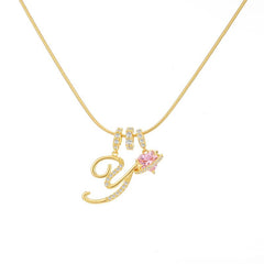 Initial & Heart Zircon Necklace
