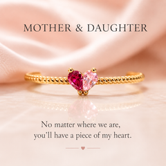 Mother & Daughter Heart Birthstone Ring