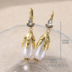 Vintage Botanical Pearl Earrings