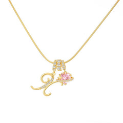 Initial & Heart Zircon Necklace