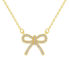 Sparkly Bow Pendant Necklace