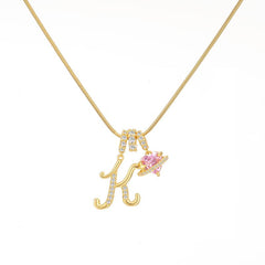 Initial & Heart Zircon Necklace