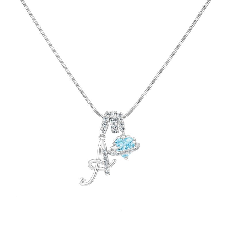 Initial & Heart Crystal Necklace