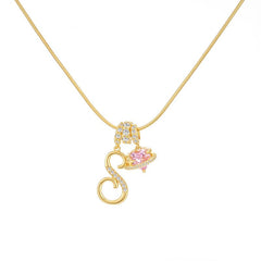 Initial & Heart Zircon Necklace