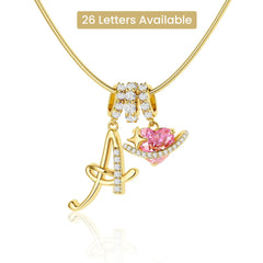 Initial & Heart Zircon Necklace