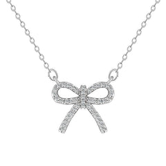 Sparkly Bow Pendant Necklace