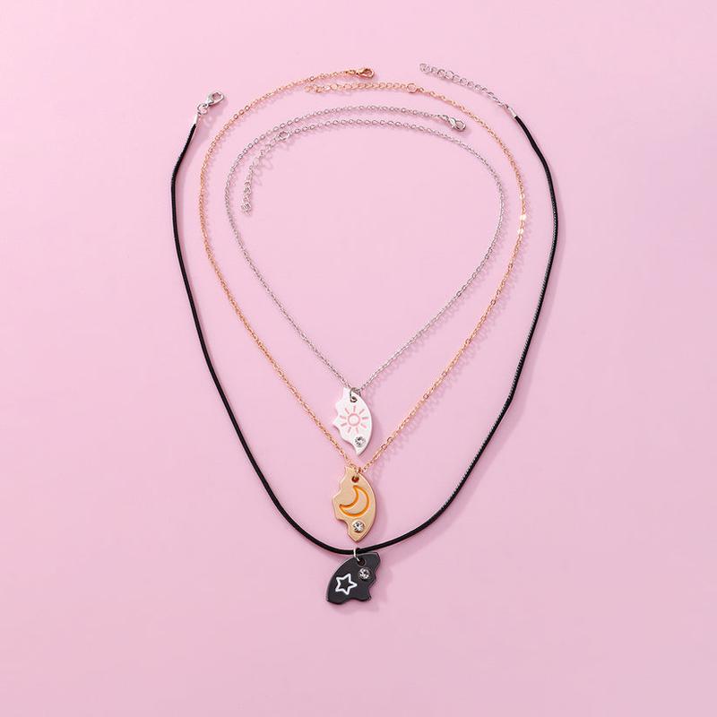 Magnetic Rhinestone Star, Moon & Sun Necklaces (3pc)