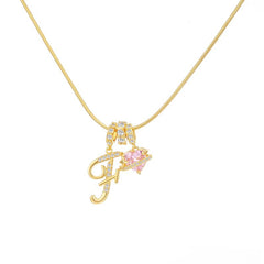 Initial & Heart Zircon Necklace