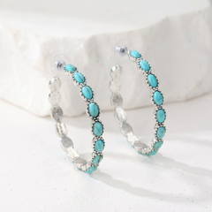 Vintage Oval Silver Hoop Earrings
