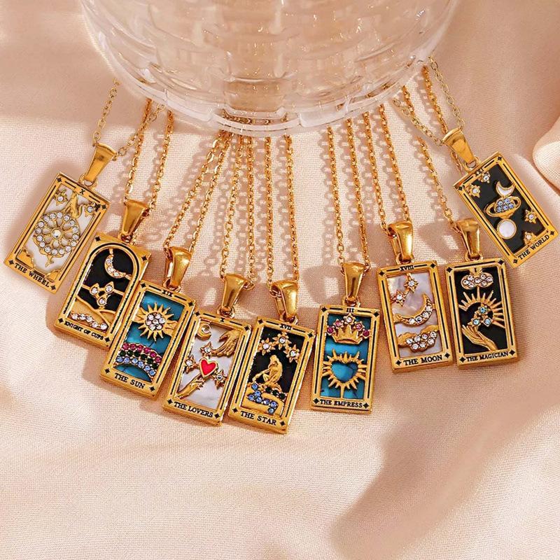Tarot Card Enamel Necklace