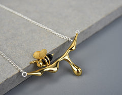 Dripping Honey & Bee Necklace