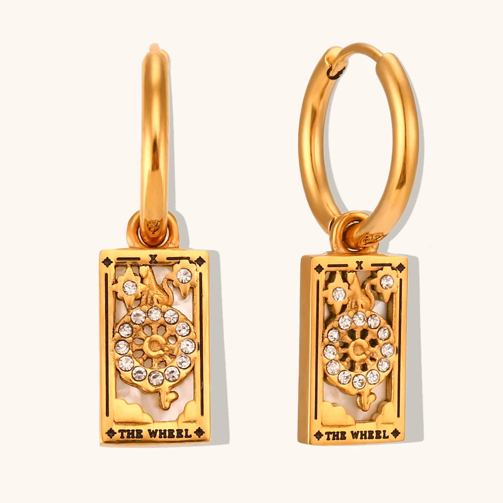 The Wheel - Tarot Card Gold | Silver Hoop Earrings