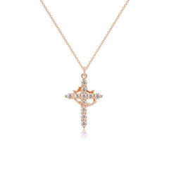 Cross & Crown Pendant Necklace