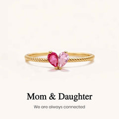 Mother & Daughter Heart Birthstone Ring