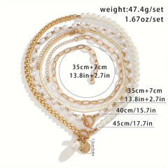 Modern Pearl Layered Necklace Set