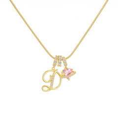 Initial & Heart Zircon Necklace
