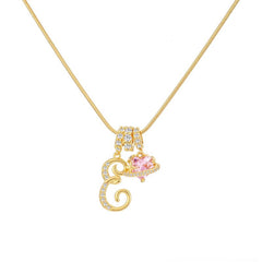 Initial & Heart Zircon Necklace