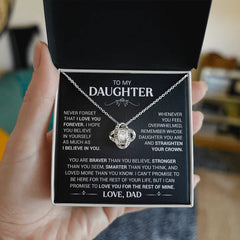 To My Daughter - Love Knot Necklace - Gold