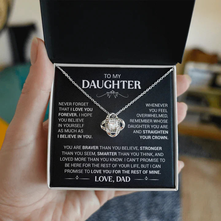 To My Daughter - Love Knot Necklace - Gold